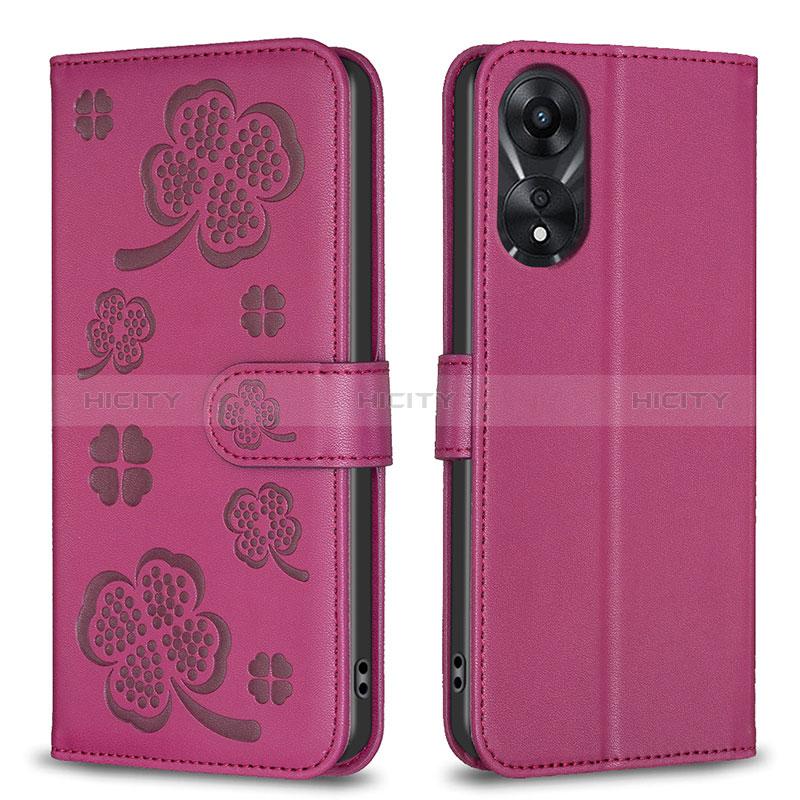 Funda de Cuero Cartera con Soporte Flores Carcasa BF1 para Oppo A58 5G