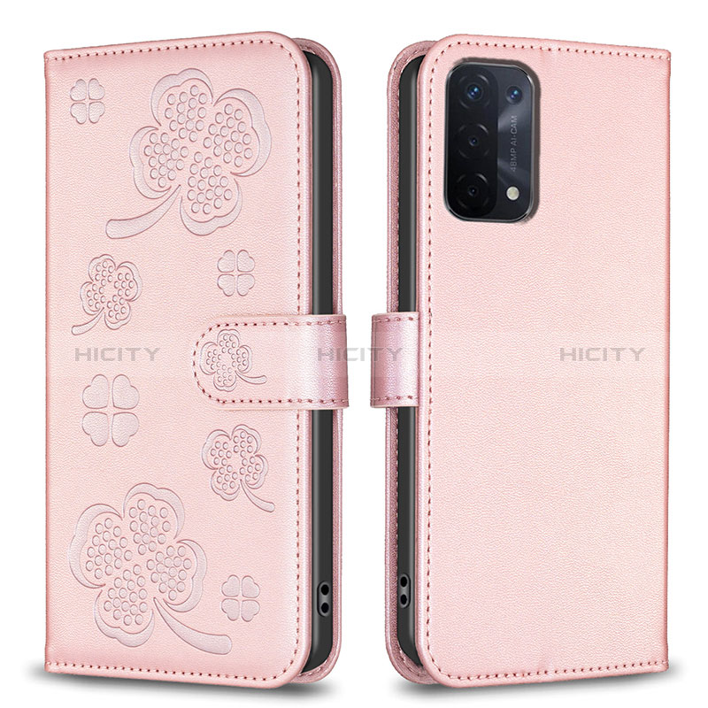 Funda de Cuero Cartera con Soporte Flores Carcasa BF1 para Oppo A74 5G