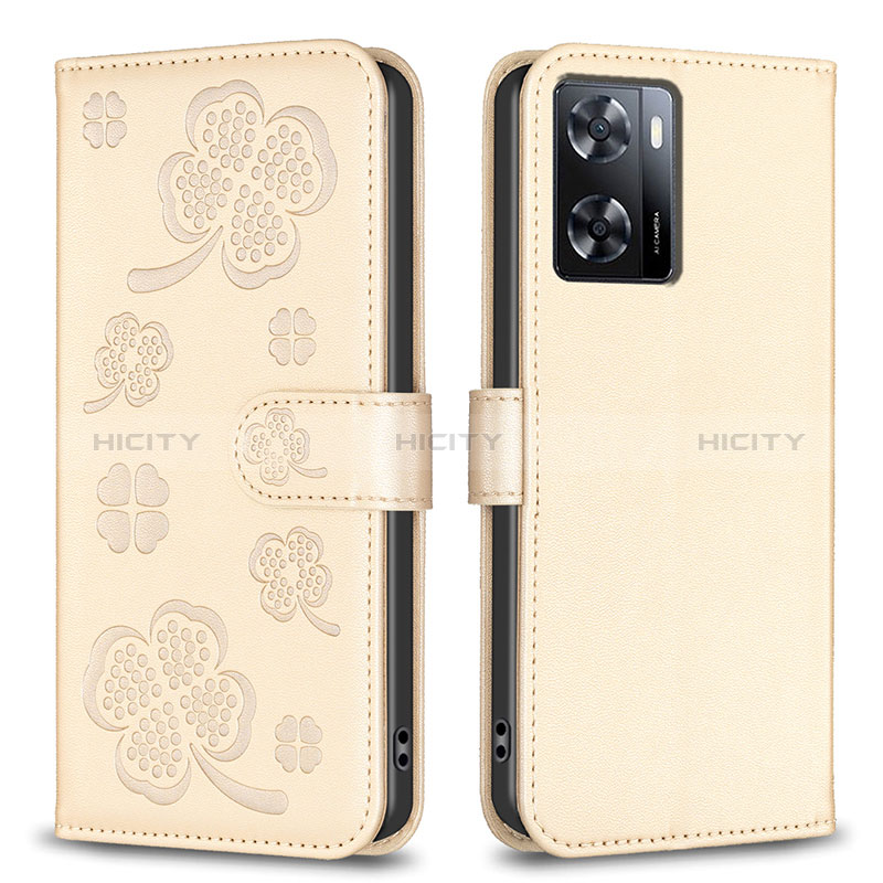 Funda de Cuero Cartera con Soporte Flores Carcasa BF1 para Oppo A77 4G