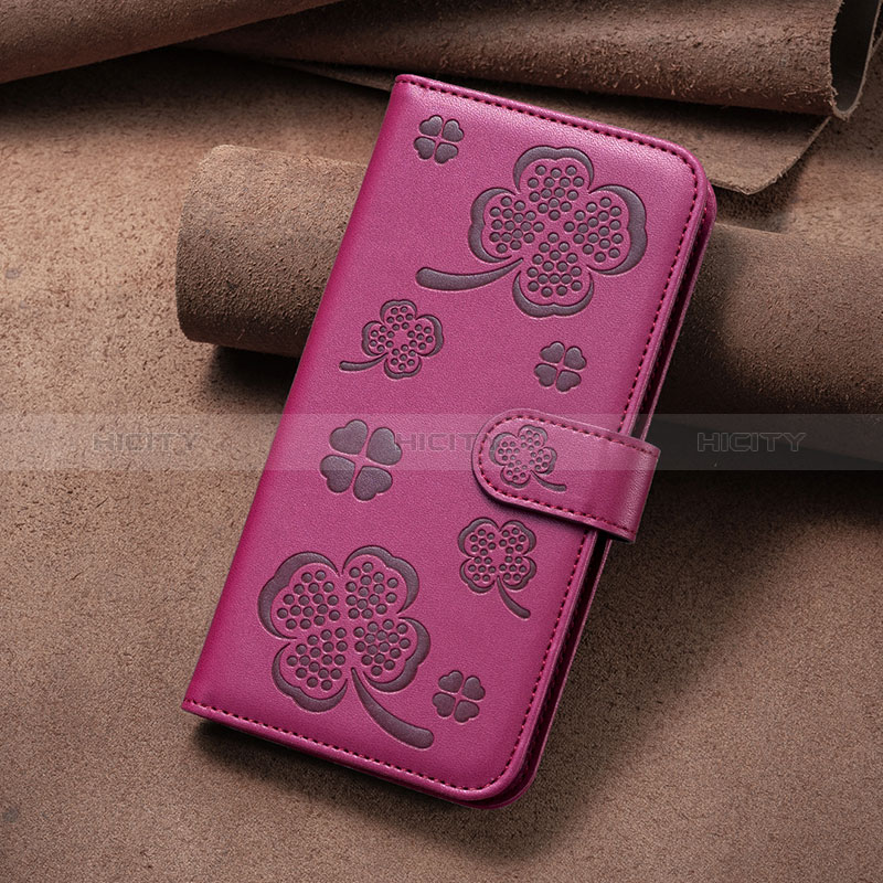 Funda de Cuero Cartera con Soporte Flores Carcasa BF1 para Xiaomi Poco F5 Pro 5G Rosa Roja