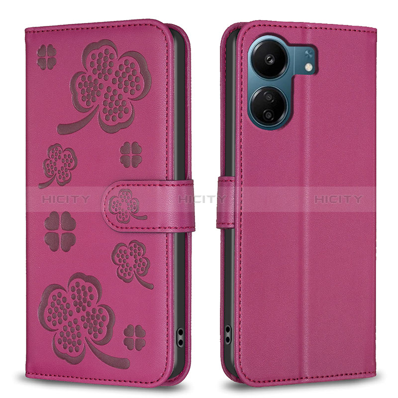 Funda de Cuero Cartera con Soporte Flores Carcasa BF2 para Xiaomi Poco C65