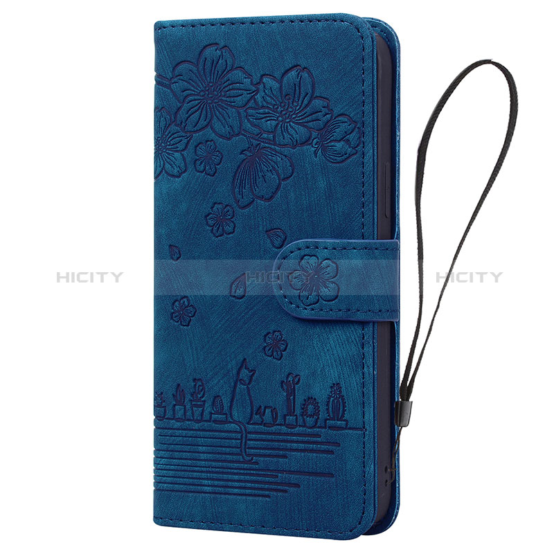 Funda de Cuero Cartera con Soporte Flores Carcasa HF1 para Huawei Honor 90 Lite 5G Azul