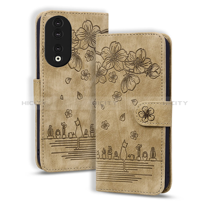 Funda de Cuero Cartera con Soporte Flores Carcasa HF2 para Huawei Honor 90 5G