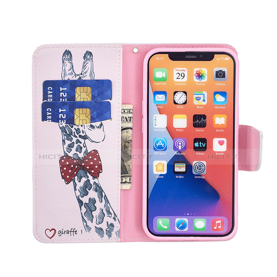 Funda de Cuero Cartera con Soporte Flores Carcasa L01 para Apple iPhone 14 Plus Rosa