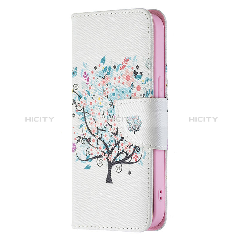 Funda de Cuero Cartera con Soporte Flores Carcasa L01 para Apple iPhone 15 Multicolor