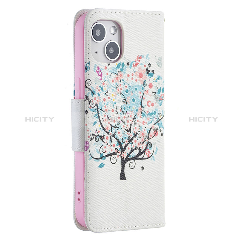 Funda de Cuero Cartera con Soporte Flores Carcasa L01 para Apple iPhone 15 Multicolor