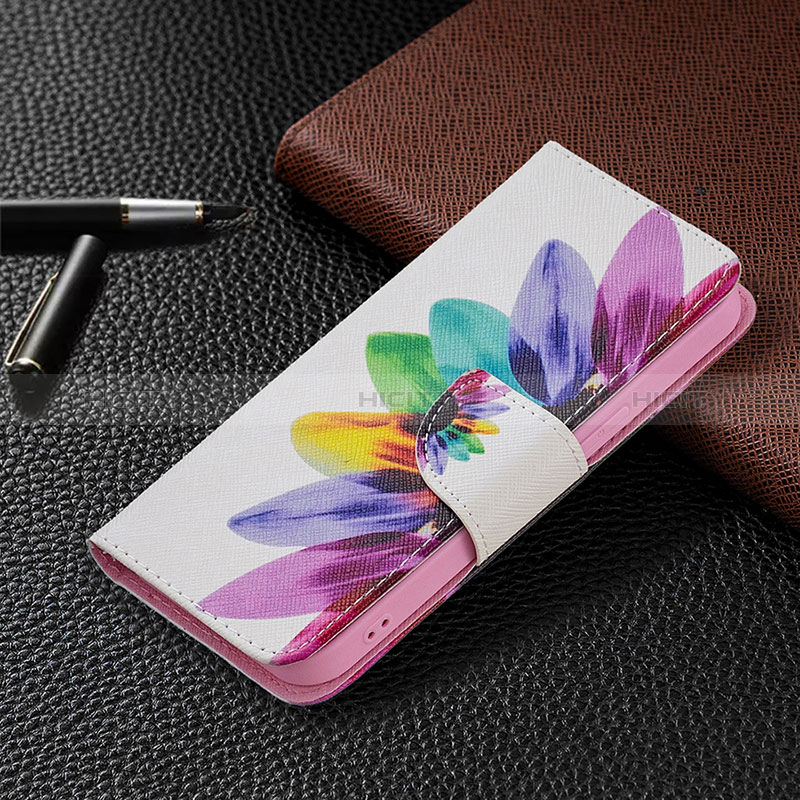 Funda de Cuero Cartera con Soporte Flores Carcasa L01 para Apple iPhone 15 Plus Vistoso