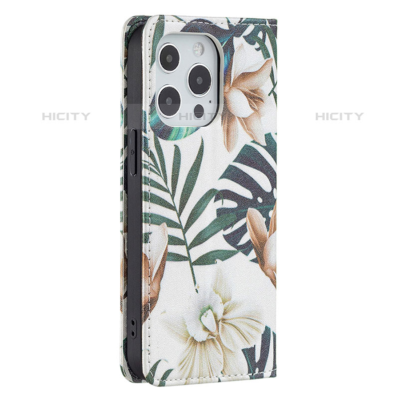 Funda de Cuero Cartera con Soporte Flores Carcasa L01 para Apple iPhone 15 Pro Max Multicolor