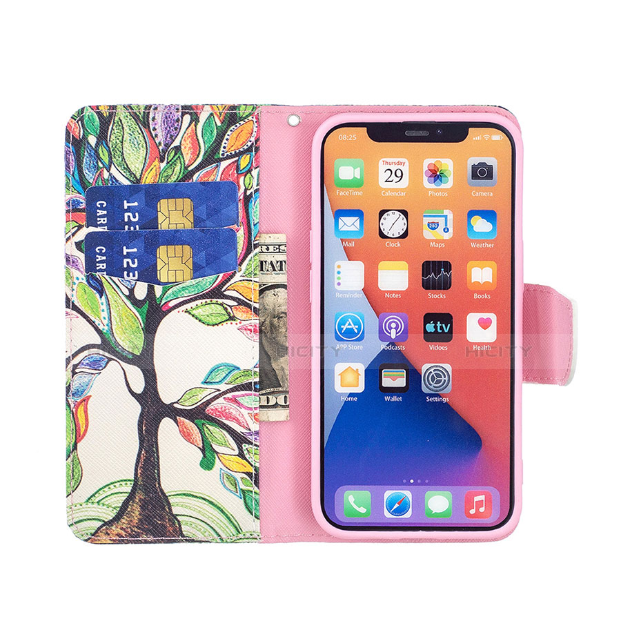 Funda de Cuero Cartera con Soporte Flores Carcasa L02 para Apple iPhone 14 Multicolor