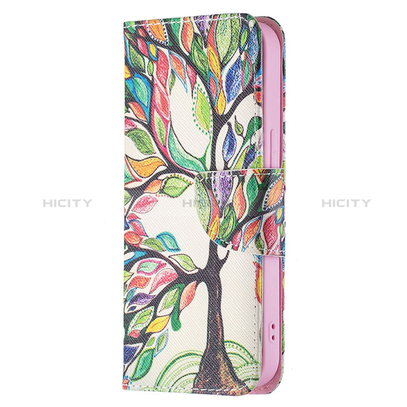 Funda de Cuero Cartera con Soporte Flores Carcasa L02 para Apple iPhone 15 Plus Multicolor