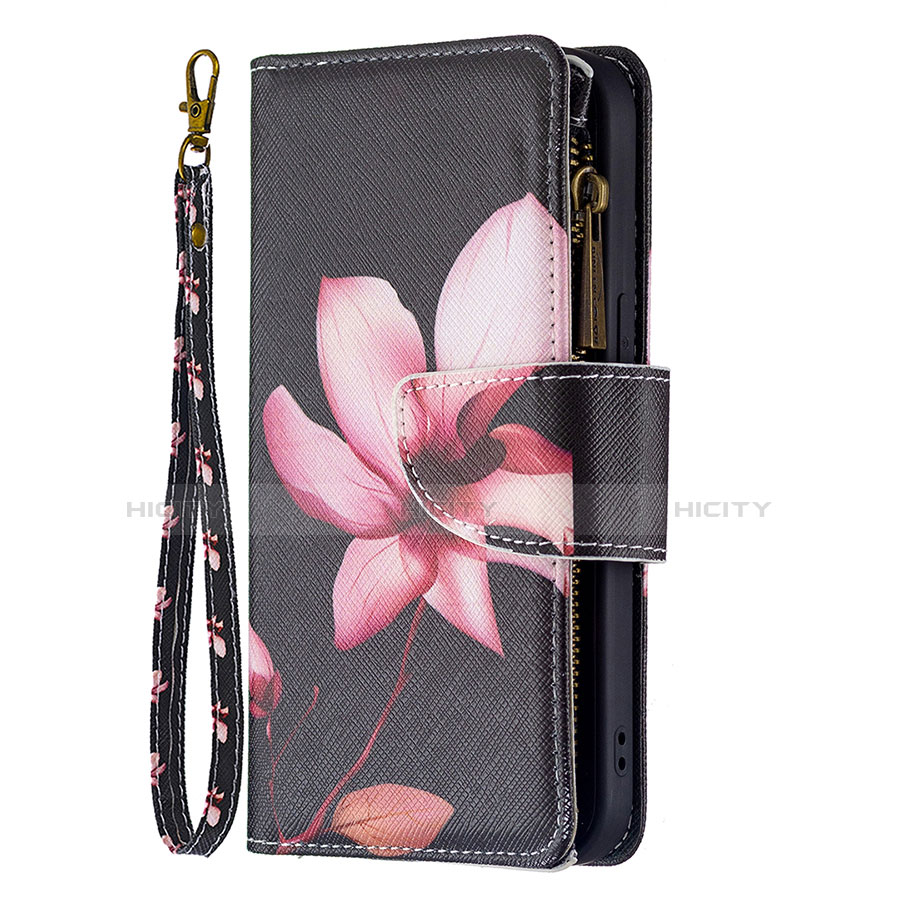 Funda de Cuero Cartera con Soporte Flores Carcasa L03 para Apple iPhone 13 Marron