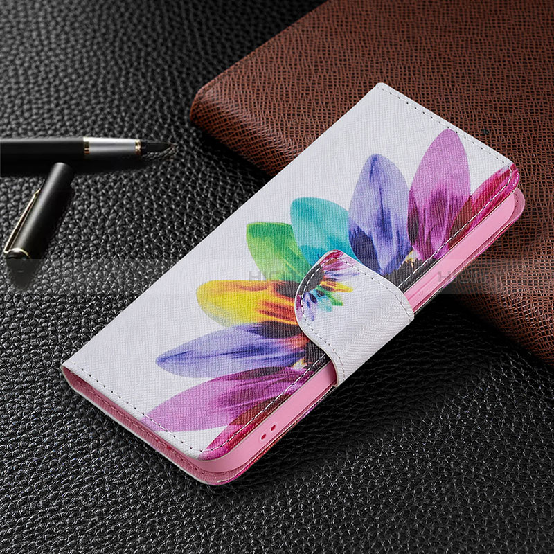 Funda de Cuero Cartera con Soporte Flores Carcasa L03 para Apple iPhone 14 Pro Max Rosa