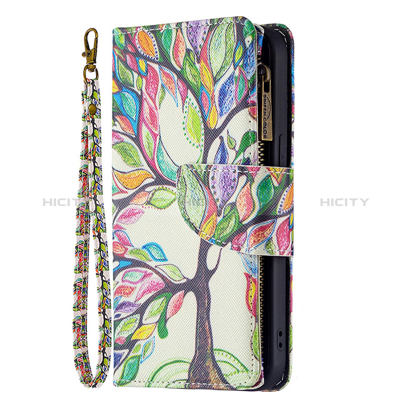 Funda de Cuero Cartera con Soporte Flores Carcasa L03 para Apple iPhone 15 Multicolor