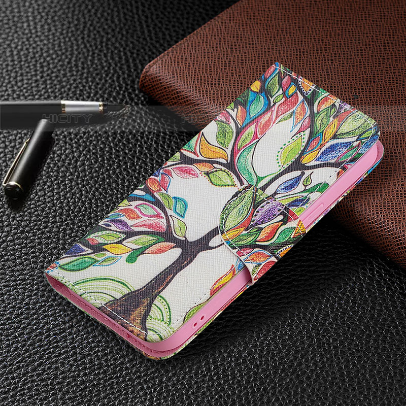 Funda de Cuero Cartera con Soporte Flores Carcasa L03 para Apple iPhone 15 Pro Multicolor