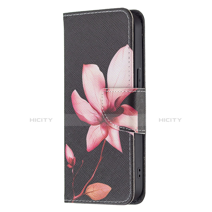 Funda de Cuero Cartera con Soporte Flores Carcasa L07 para Apple iPhone 13 Pro Max Marron