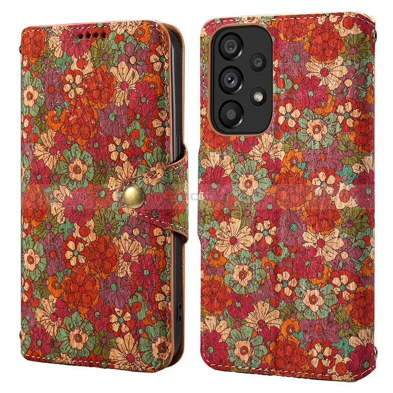 Funda de Cuero Cartera con Soporte Flores Carcasa MT1 para Samsung Galaxy A53 5G Rojo