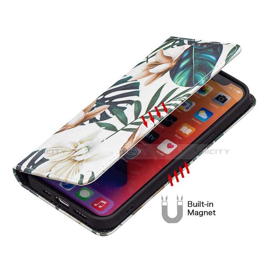 Funda de Cuero Cartera con Soporte Flores Carcasa para Apple iPhone 14 Multicolor