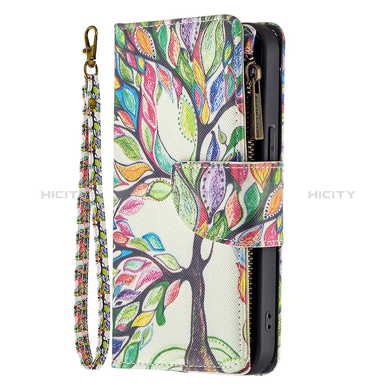 Funda de Cuero Cartera con Soporte Flores Carcasa para Apple iPhone 14 Pro Max Multicolor