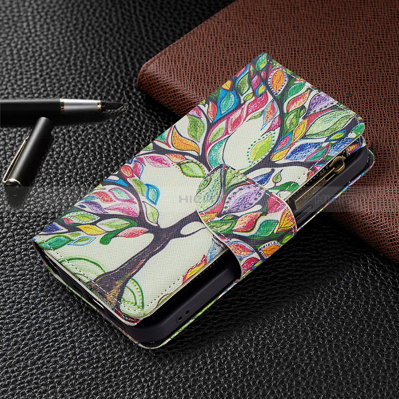 Funda de Cuero Cartera con Soporte Flores Carcasa para Apple iPhone 14 Pro Max Multicolor