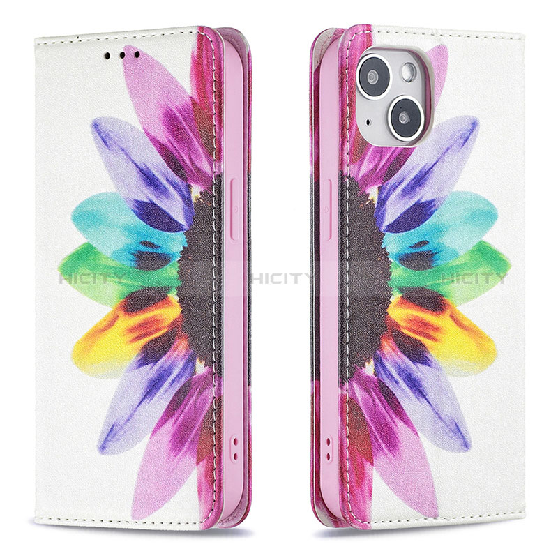 Funda de Cuero Cartera con Soporte Flores Carcasa para Apple iPhone 15 Plus Vistoso