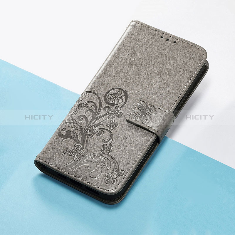 Funda de Cuero Cartera con Soporte Flores Carcasa para Google Pixel 4 Gris