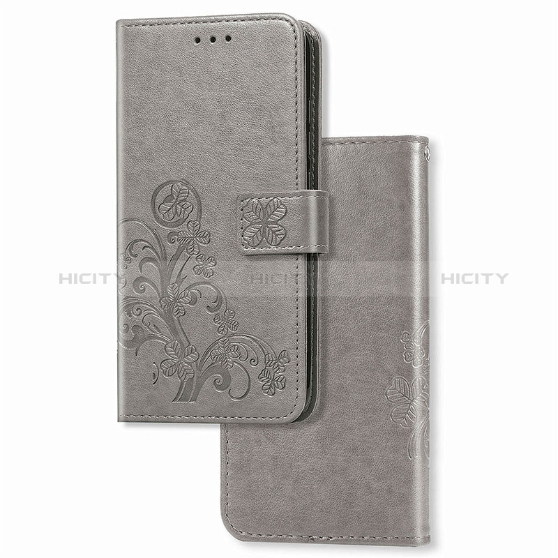 Funda de Cuero Cartera con Soporte Flores Carcasa para Google Pixel 5 Gris