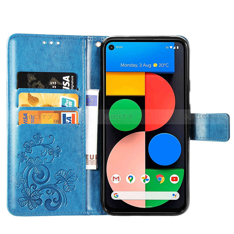 Funda de Cuero Cartera con Soporte Flores Carcasa para Google Pixel 5 XL 5G