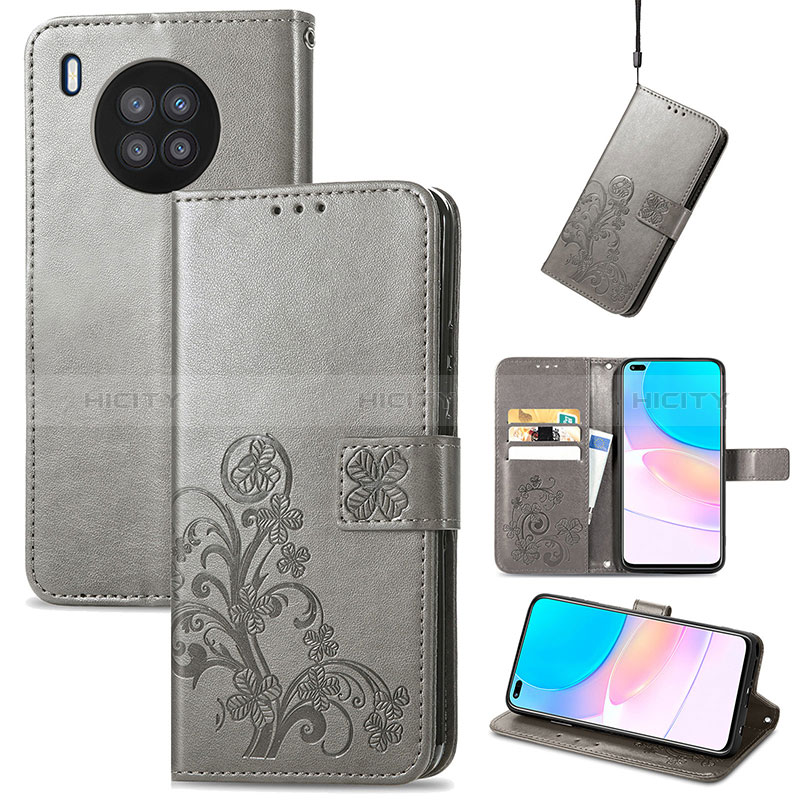 Funda de Cuero Cartera con Soporte Flores Carcasa para Huawei Honor 50 Lite