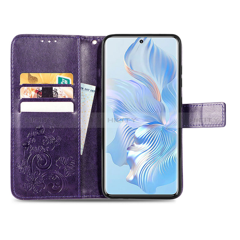 Funda de Cuero Cartera con Soporte Flores Carcasa para Huawei Honor 80 5G