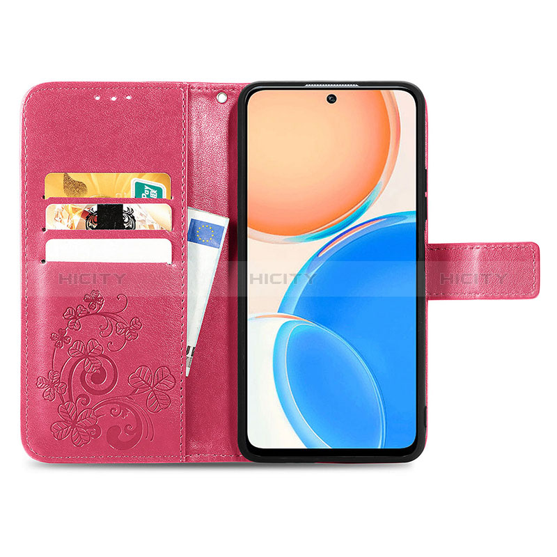 Funda de Cuero Cartera con Soporte Flores Carcasa para Huawei Honor X8 4G