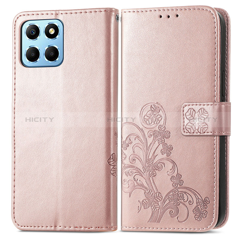 Funda de Cuero Cartera con Soporte Flores Carcasa para Huawei Honor X8a 5G