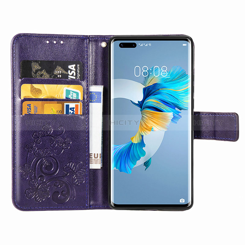 Funda de Cuero Cartera con Soporte Flores Carcasa para Huawei Mate 40 Pro