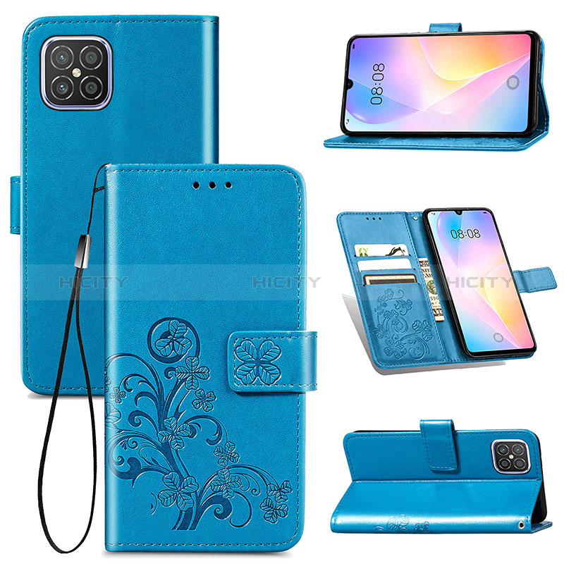 Funda de Cuero Cartera con Soporte Flores Carcasa para Huawei Nova 8 SE 4G