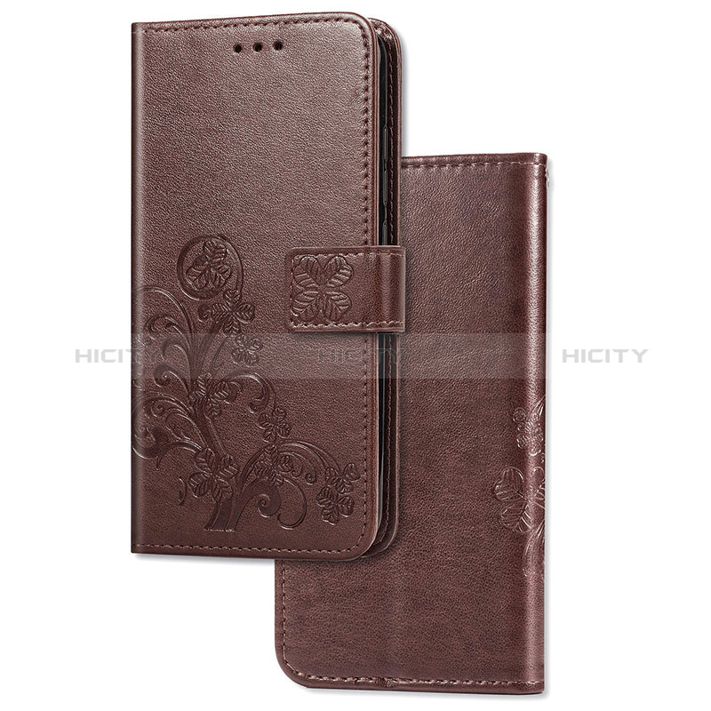 Funda de Cuero Cartera con Soporte Flores Carcasa para Huawei P Smart Z (2019) Marron