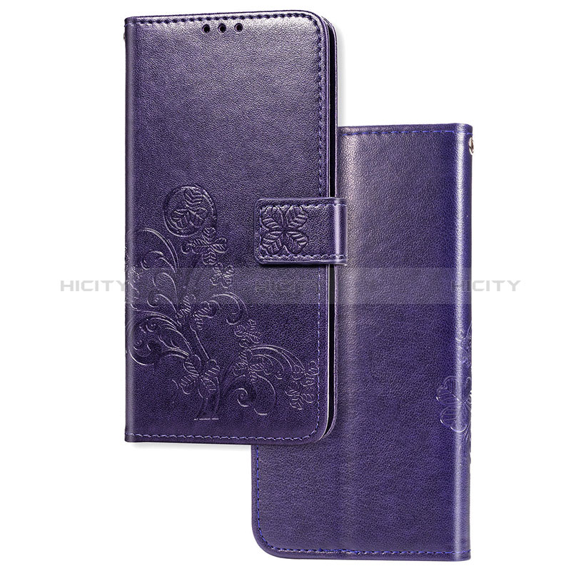 Funda de Cuero Cartera con Soporte Flores Carcasa para Huawei P Smart Z (2019) Morado