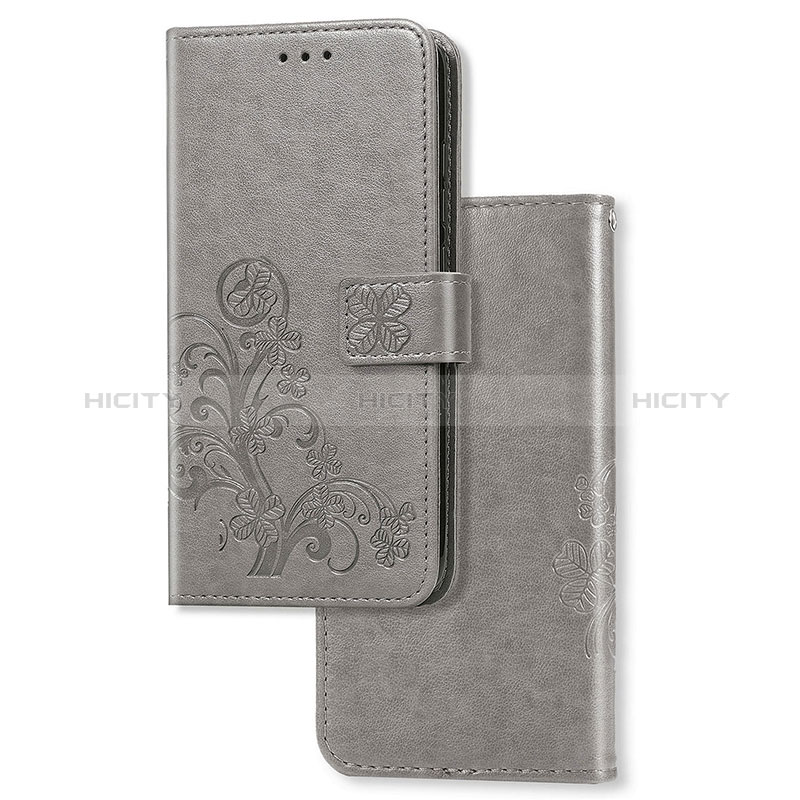 Funda de Cuero Cartera con Soporte Flores Carcasa para Huawei P40 Lite E Gris