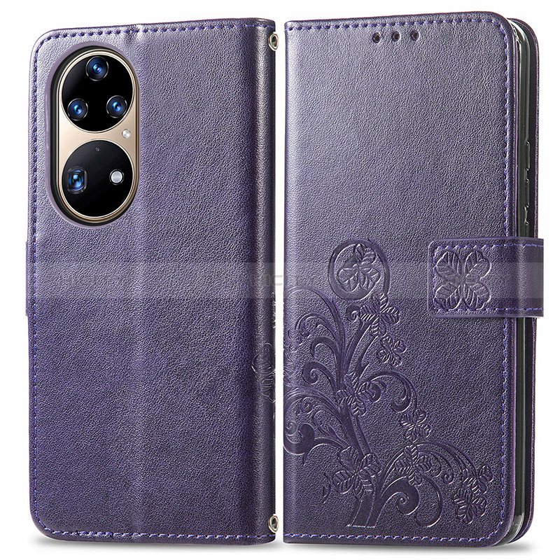 Funda de Cuero Cartera con Soporte Flores Carcasa para Huawei P50e