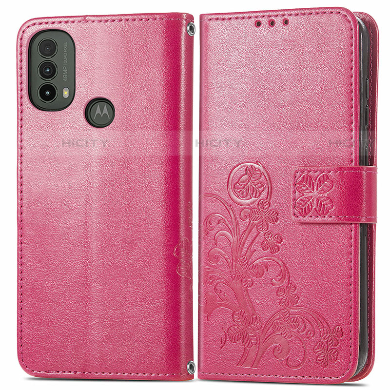 Funda de Cuero Cartera con Soporte Flores Carcasa para Motorola Moto E20