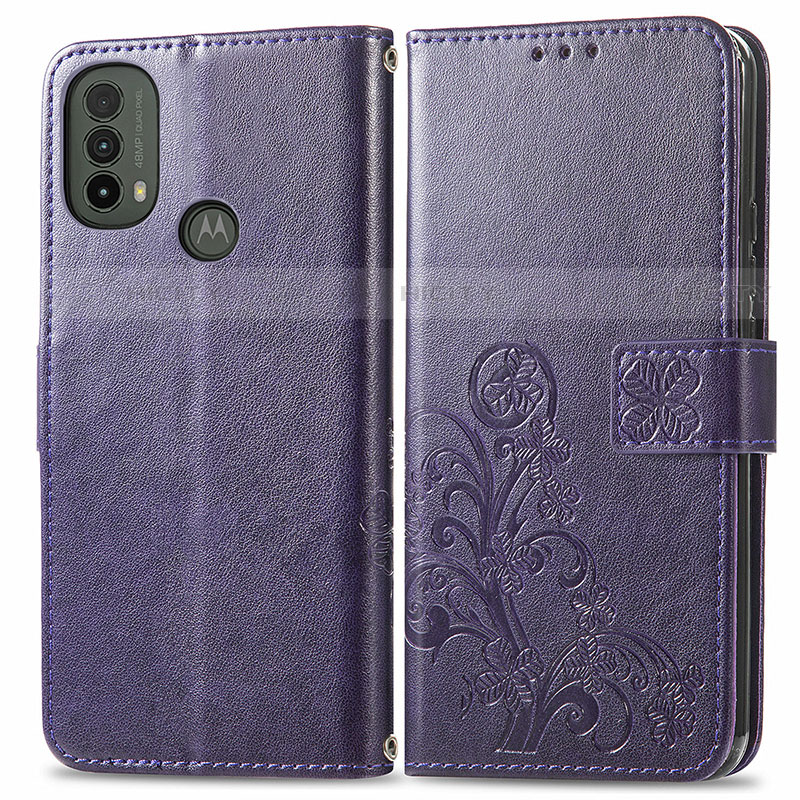 Funda de Cuero Cartera con Soporte Flores Carcasa para Motorola Moto E20