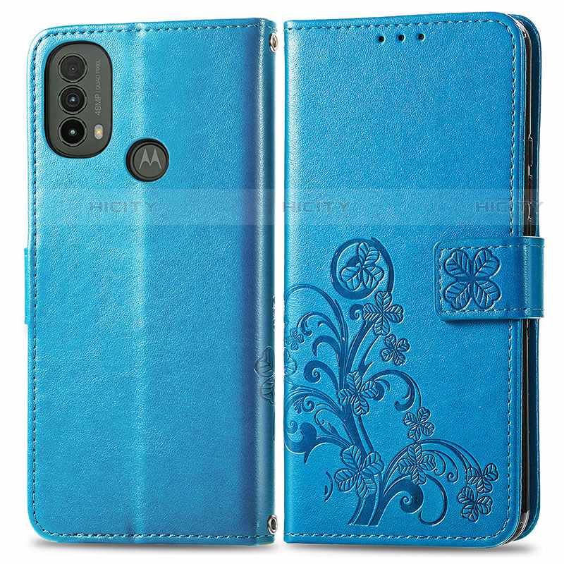 Funda de Cuero Cartera con Soporte Flores Carcasa para Motorola Moto E30