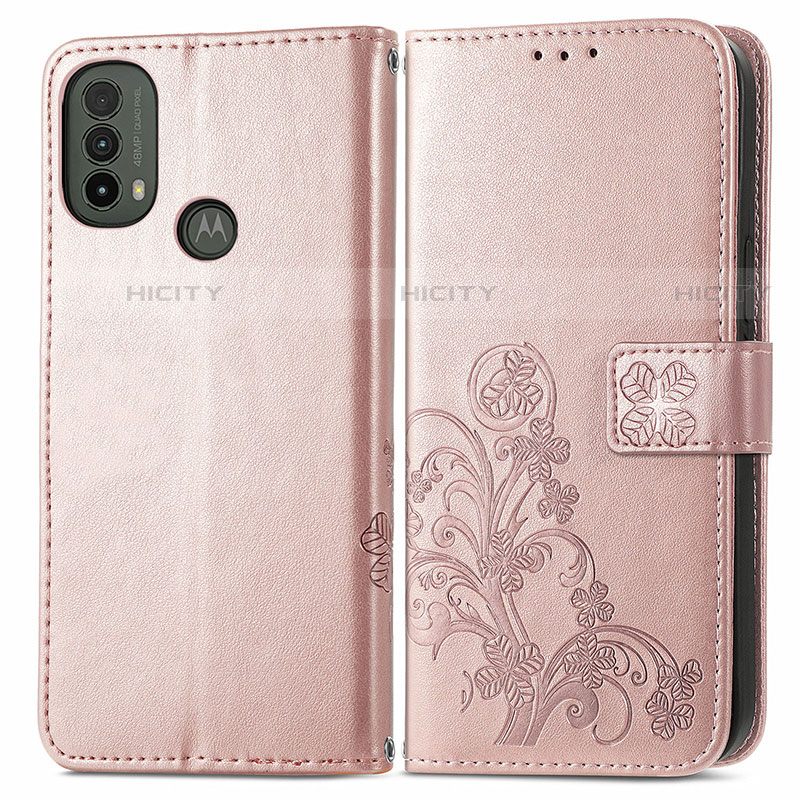 Funda de Cuero Cartera con Soporte Flores Carcasa para Motorola Moto E40