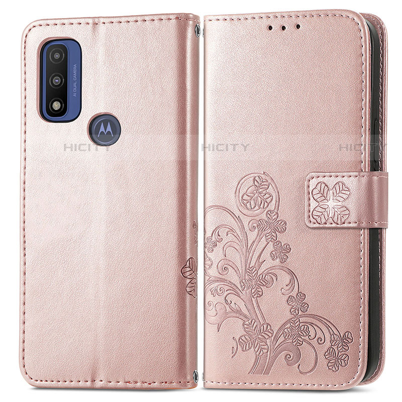 Funda de Cuero Cartera con Soporte Flores Carcasa para Motorola Moto G Pure Rosa