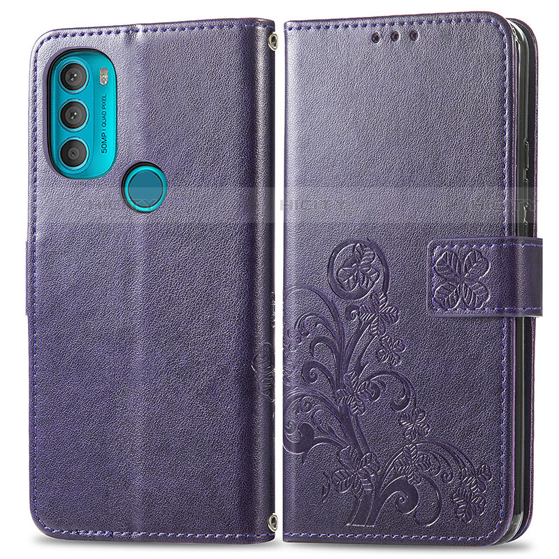 Funda de Cuero Cartera con Soporte Flores Carcasa para Motorola Moto G71 5G