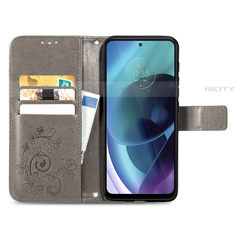 Funda de Cuero Cartera con Soporte Flores Carcasa para Motorola Moto G71 5G