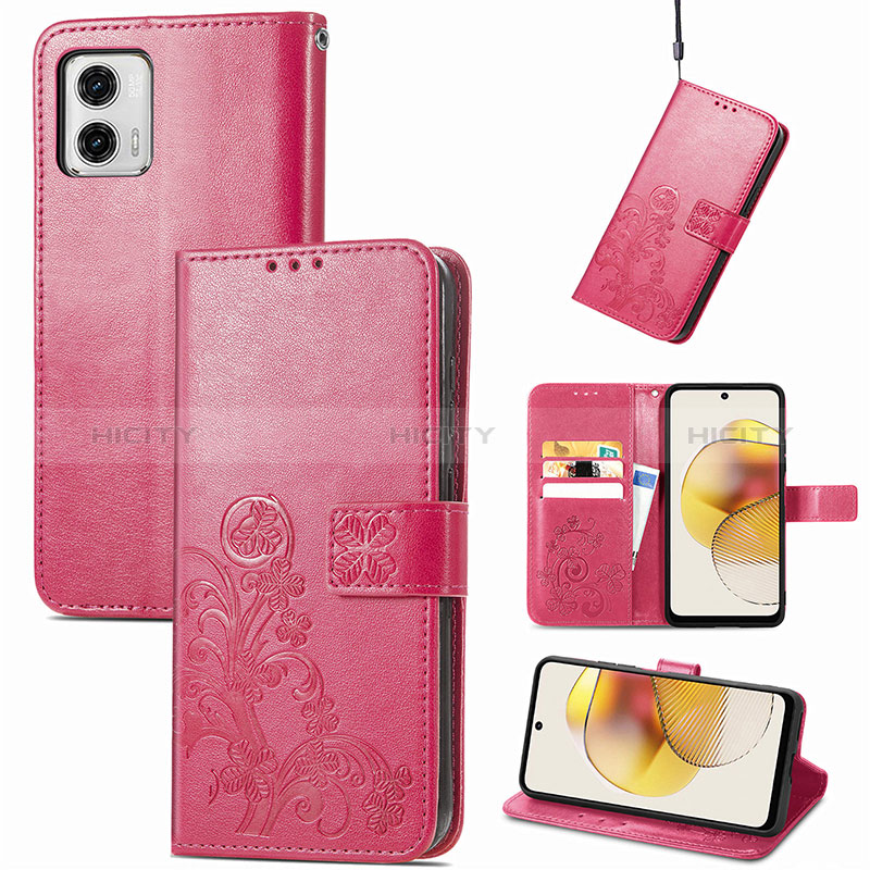 Funda de Cuero Cartera con Soporte Flores Carcasa para Motorola Moto G73 5G