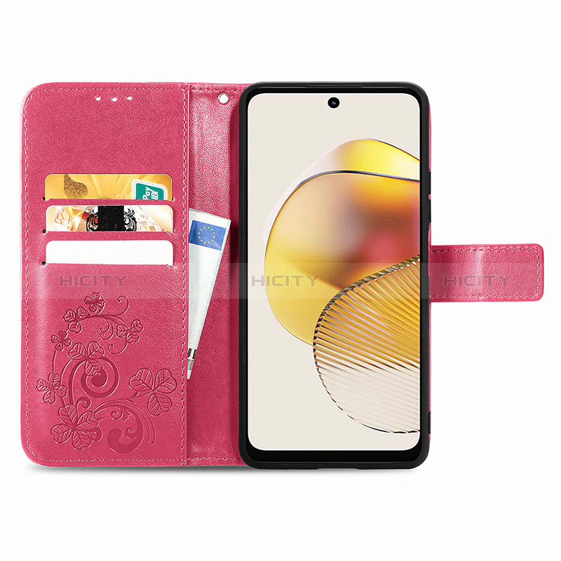 Funda de Cuero Cartera con Soporte Flores Carcasa para Motorola Moto G73 5G