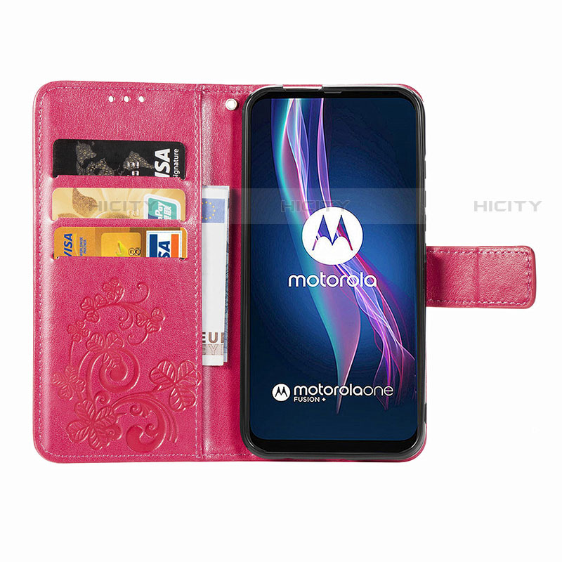 Funda de Cuero Cartera con Soporte Flores Carcasa para Motorola Moto One Fusion Plus