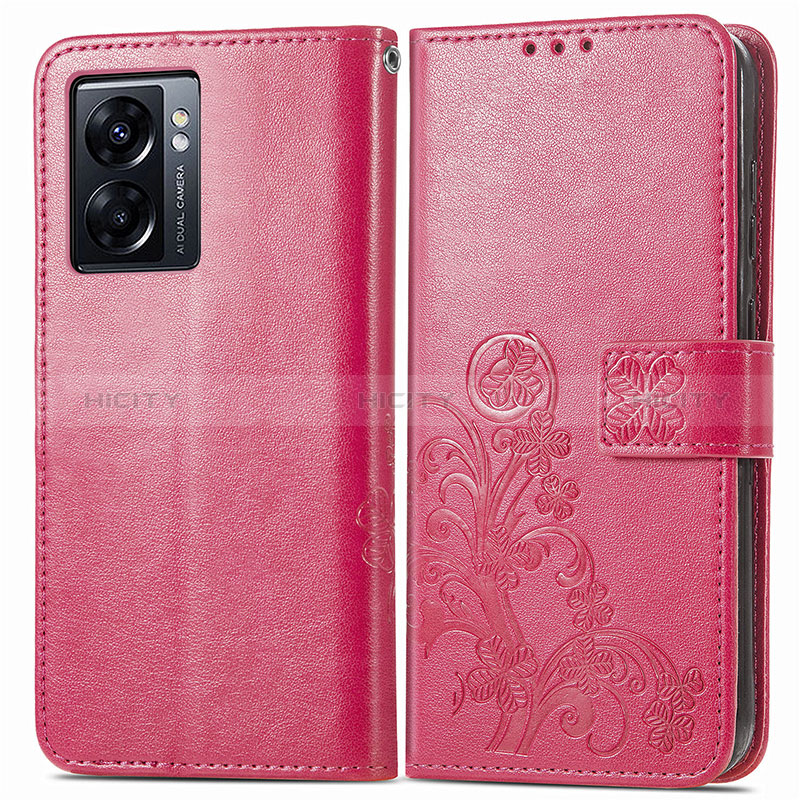 Funda de Cuero Cartera con Soporte Flores Carcasa para Oppo A56S 5G