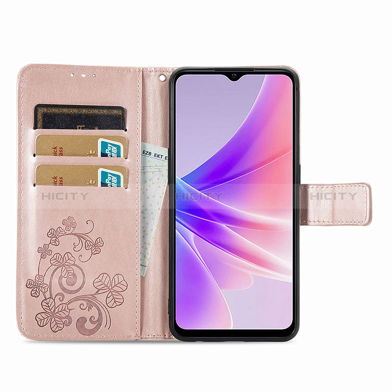 Funda de Cuero Cartera con Soporte Flores Carcasa para Oppo A57 5G