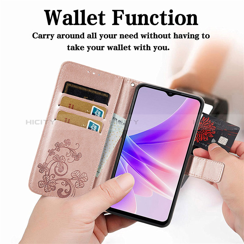 Funda de Cuero Cartera con Soporte Flores Carcasa para Oppo A57 5G